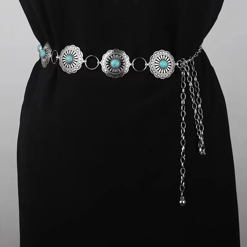 EMOTTOS Concho Kettingriem voor dames, verstelbare carving