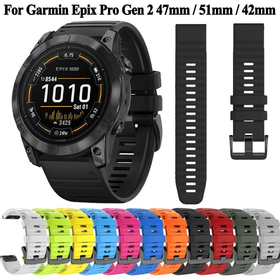 

26/20/22mm Watch Strap For Garmin Epix Pro Gen 2 47MM 51MM 42MM Quickfit Silicone Band Belt Smartwatch Bracelet Wristband