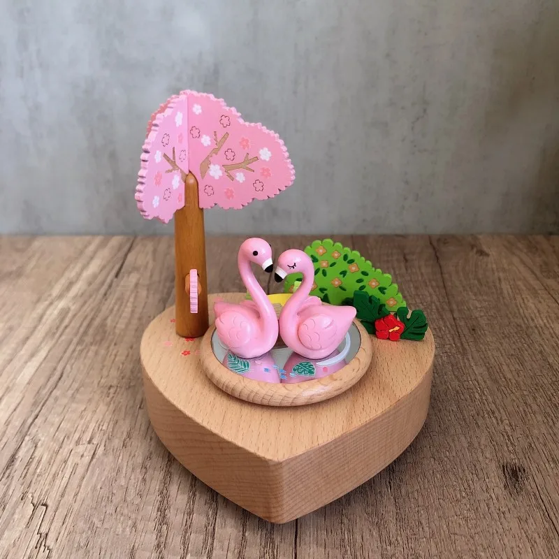 Handmade Wooden Music Box Creative Retro Rotating Music Box Christmas Birthday Gifts DIY Log Making Ornament Home Decoration music box,carousel music box