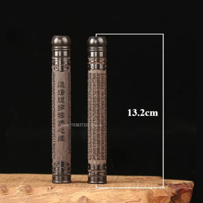Black Sandalwood Short Style Carving Incense Tube Portable Wooden Joss Stick Box Household Indoor Incense Stick Storage Tools incense holder