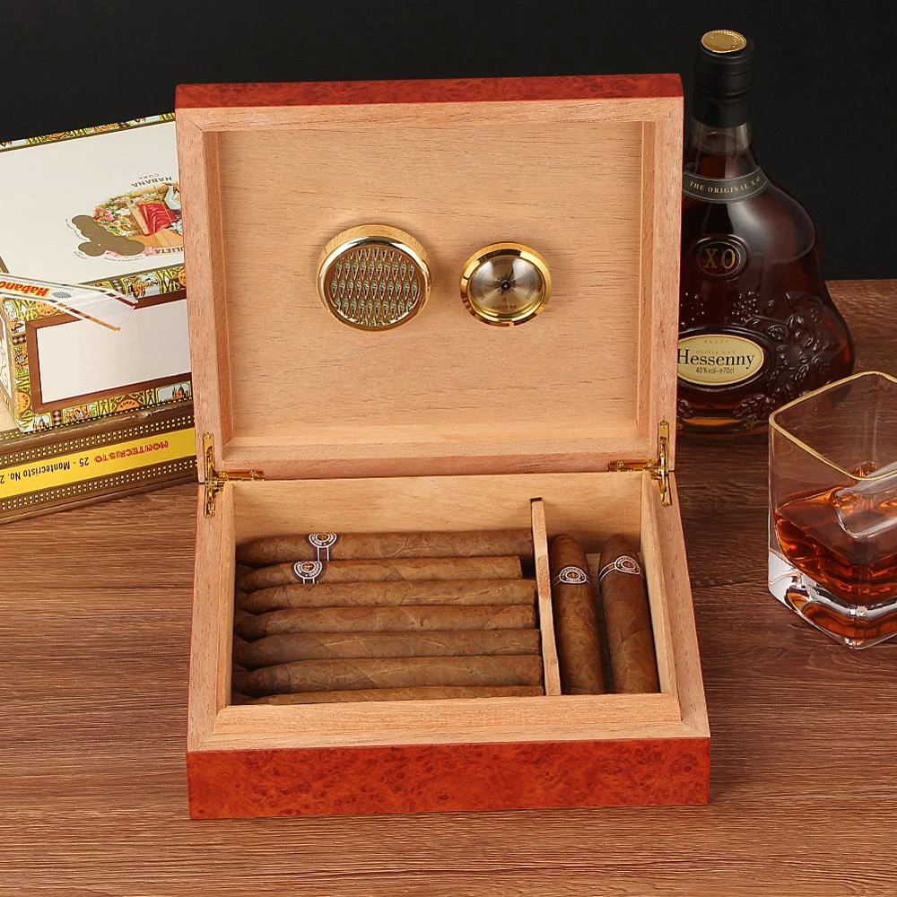 GALINER Classic Cigar Humidor Box Cedar Wood Case W/ Hygrometer