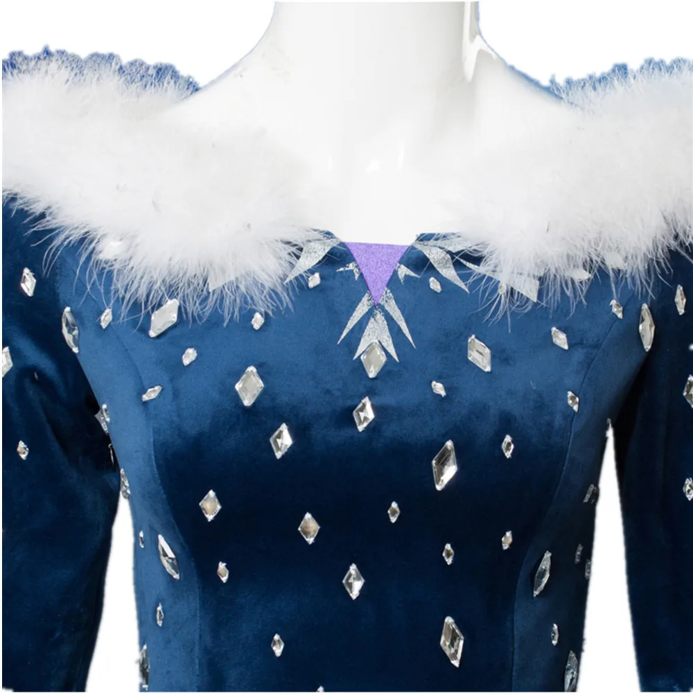 Ice Winter Queen Anime Princess Cosplay Costume Elsa Blue Fantasia Suit Halloween Party Women Girl Ball Dress up Stage Uniforms