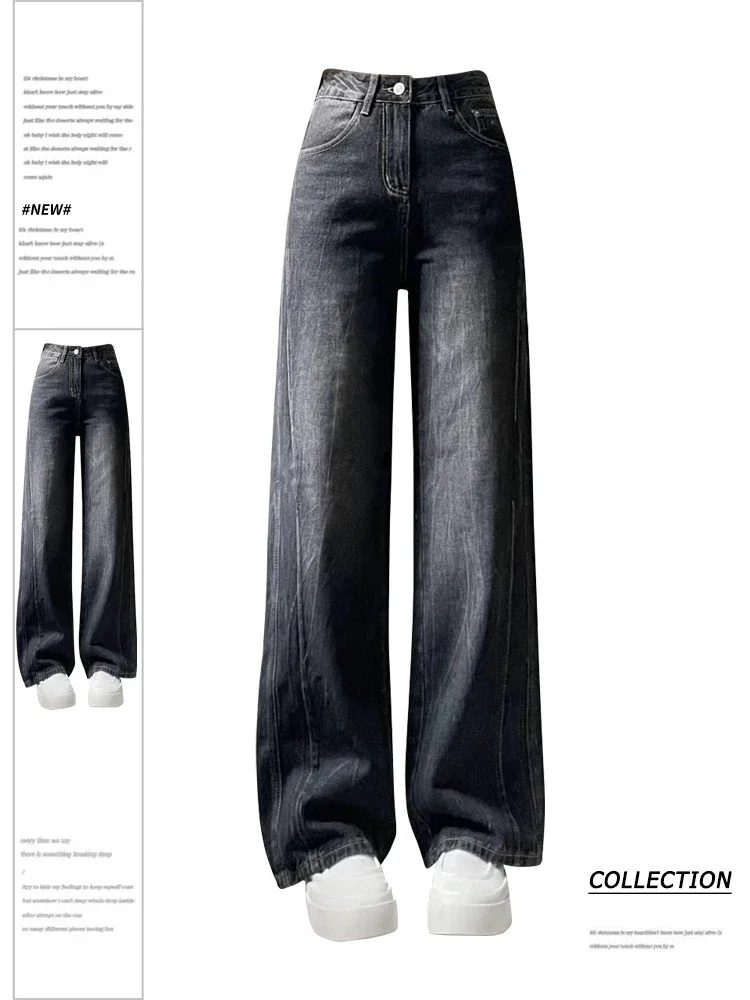 

Women Black Gothic Y2k Baggy Jeans Vintage 90s Aesthetic Oversize Cowboy Pants Harajuku Emo Denim Trousers Trashy 2000s Clothes