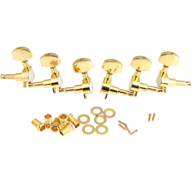 

6pcs/set Gold Sealed Guitar String Tuning Pegs Tuners Machine Heads 3L 3R Guitar Parts I316 with Heavy Duty Internal Gear
