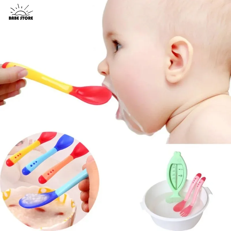 1PC Baby Silicone Feeding Spoon with Temperature Sensing with learning spoons,silicone feeding spoon,baby cutlery
