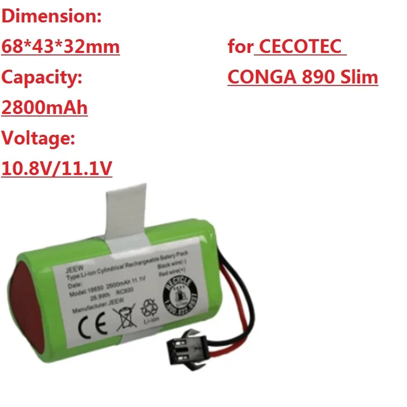 New 2800mAh Battery For Lefant M501A,CECOTEC CONGA 890 Slim,CONGA Slim