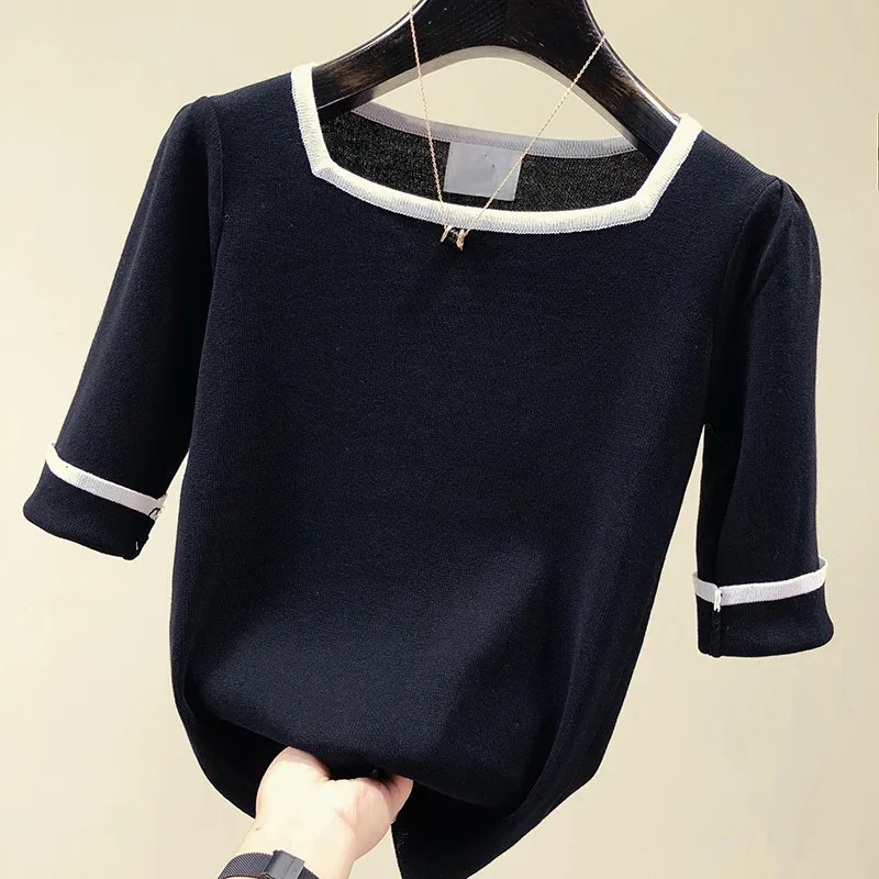 Women's Elegant Chiffon T-Shirt, Short Sleeve Tops and Tshirt, Casual Women Clothing, Monochromatic, 2021 Fashion, 9592