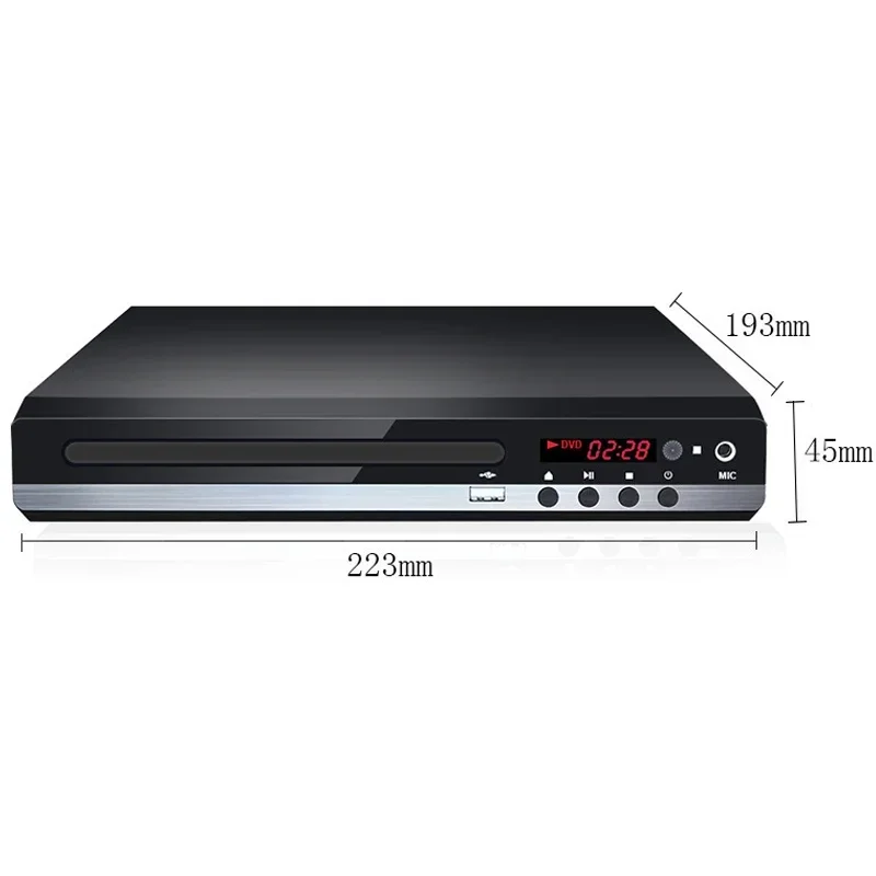 Home DVD Player VCD CD Disc Media Player Machine AV Output Remote USB Mic Full HD 1080P Multimedia