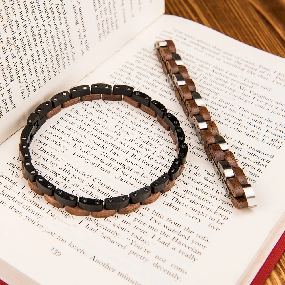 Men's Bracelet BOBO BIRD Wooden Bracelet Gifts For Men Women Links Charm Bangle Jewelry Pulseras para hombre Custom Dropshipping