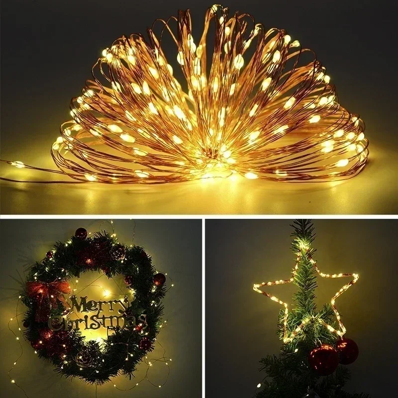 Fairy Lights LED Battery Operated String Lights Waterproof Silver Wire Firefly Starry Lights Wedding Party Xmas Christmas Decor