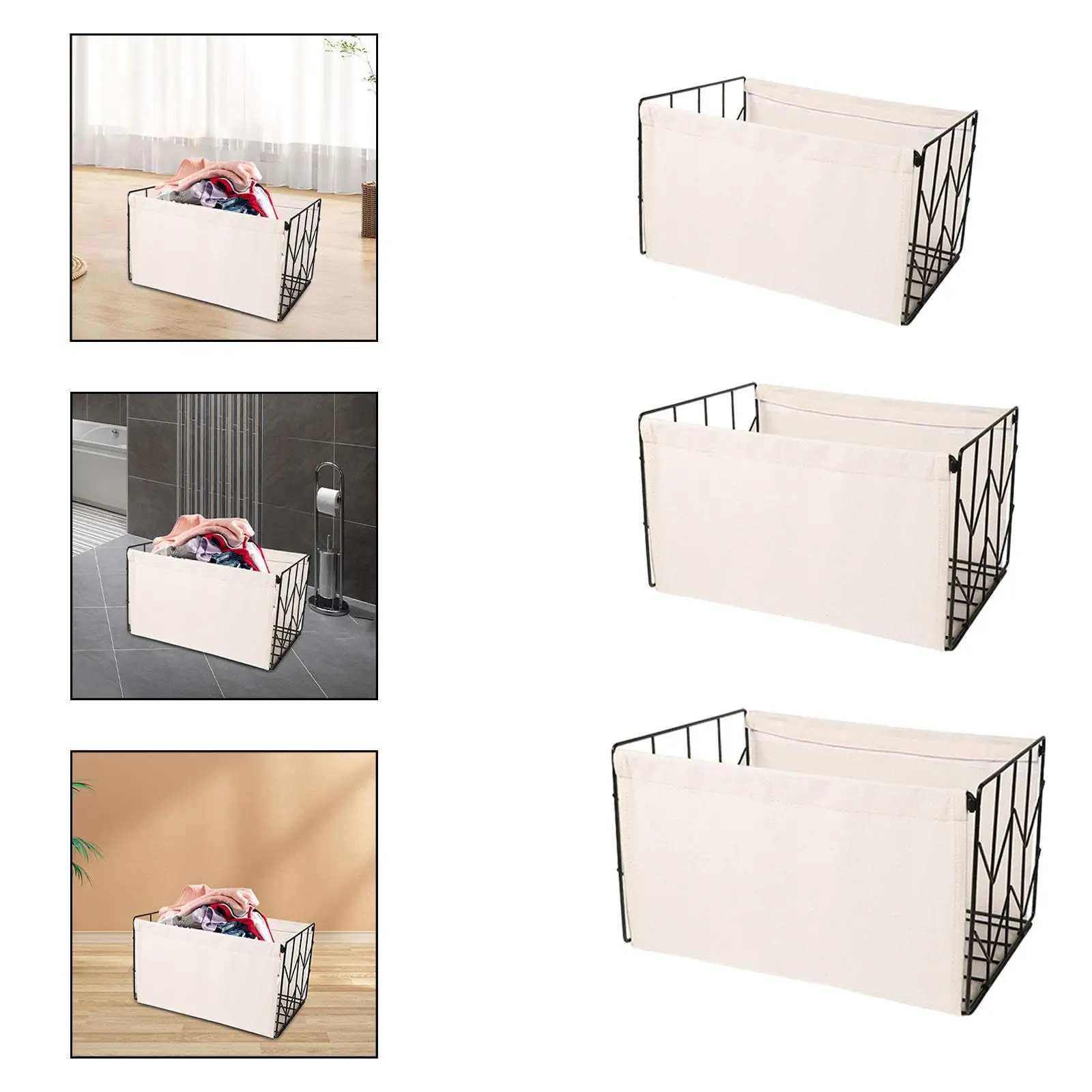 Folded Laundry Basket Clothes Hamper for Apartment Living Room Home Use 4