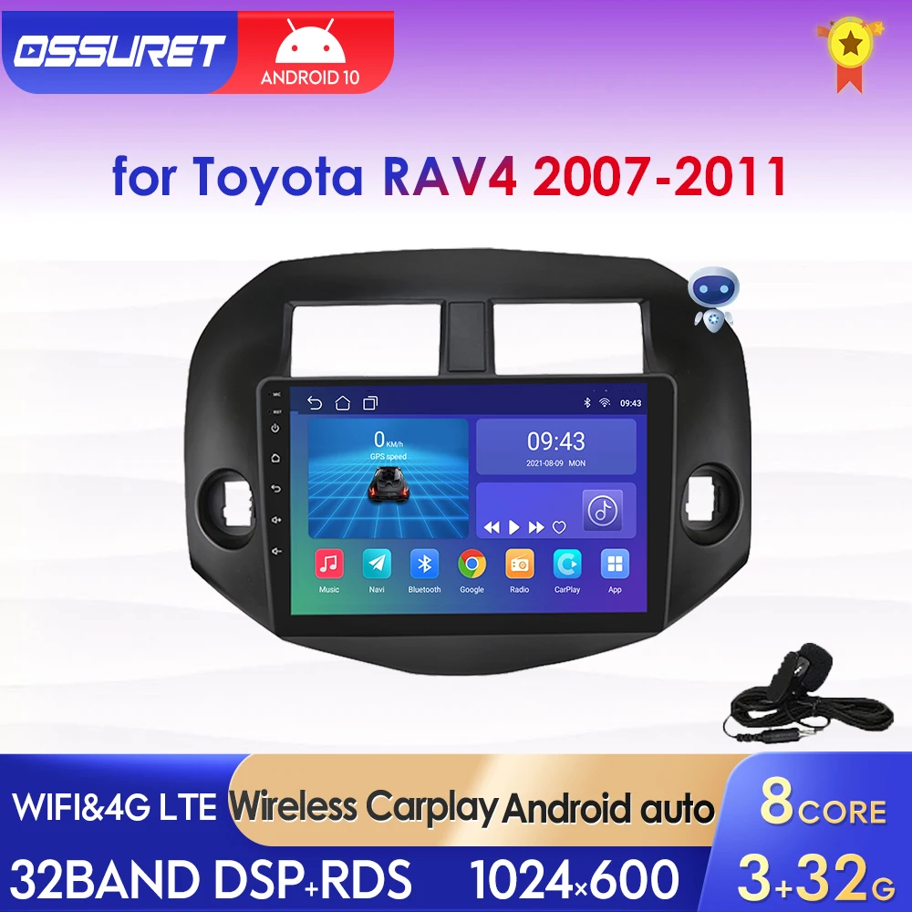 Autoradio 2 DIN Android 9 Pouces Pour Toyota RAV 4 – GPS, Bluetooth, CarPlay – 4 Go RAM / 64 Go – Neuf