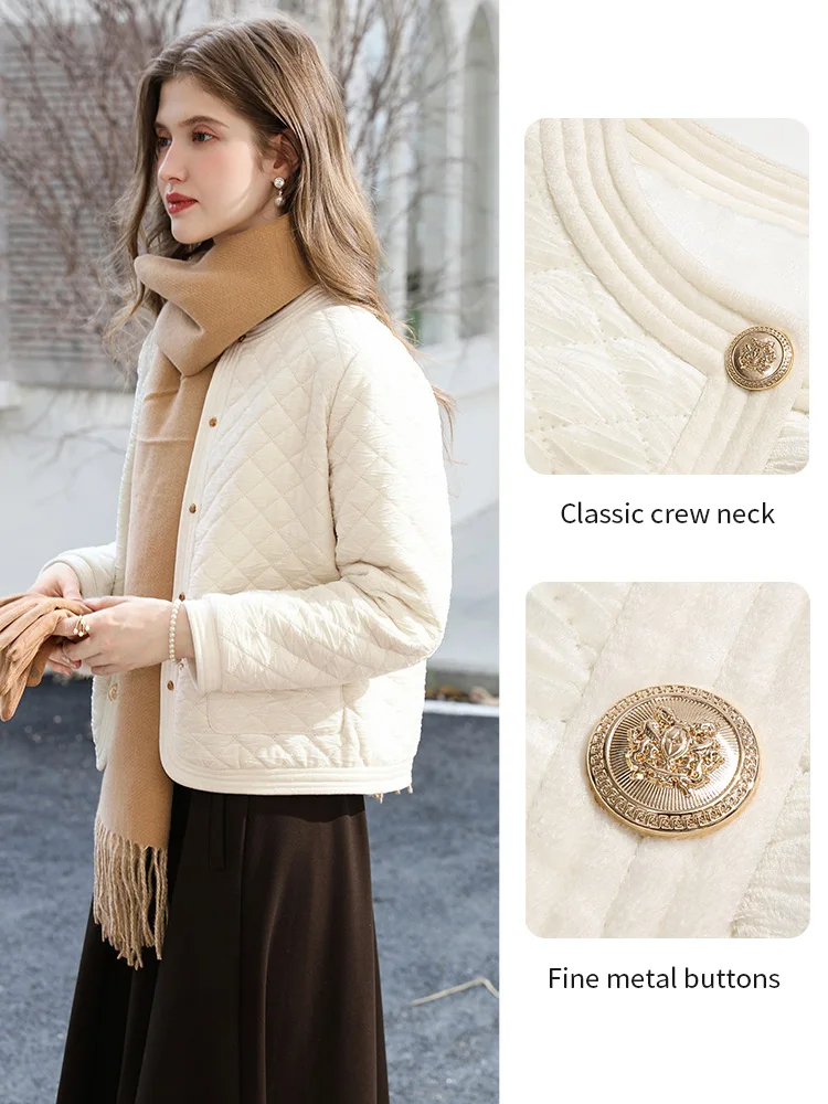 أعتقد أنك سترة مبطنة امرأة 2025 المشمش الفرنسية طا...