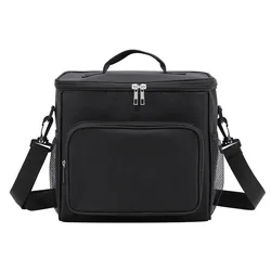 Premium Insulated Reusable Lunch Bag with Adjustable Shoulder Strap (Black)