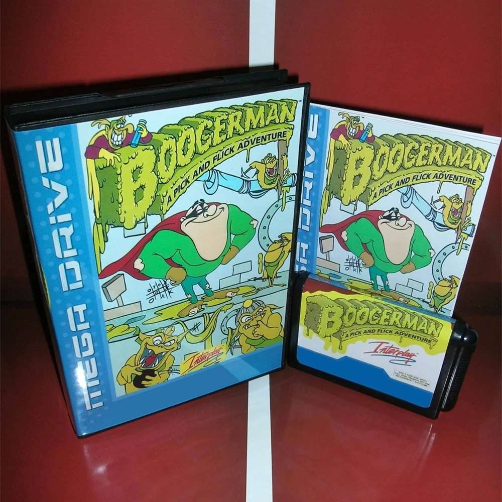 

Boogerman A Pick and Flick Приключения игровая карта с европейской коробкой и руководством для 16-битной Sega Megadrive Genesis System