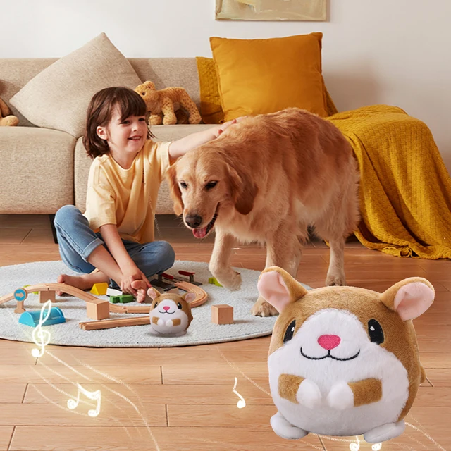 Sac787d727e864e9fafd03daddb753b28P.jpg Plush Automatic Bouncing Toys Bite Resistant Funny Interactive Squeaky Toys Talking Self-Moving for Small Medium Dogs