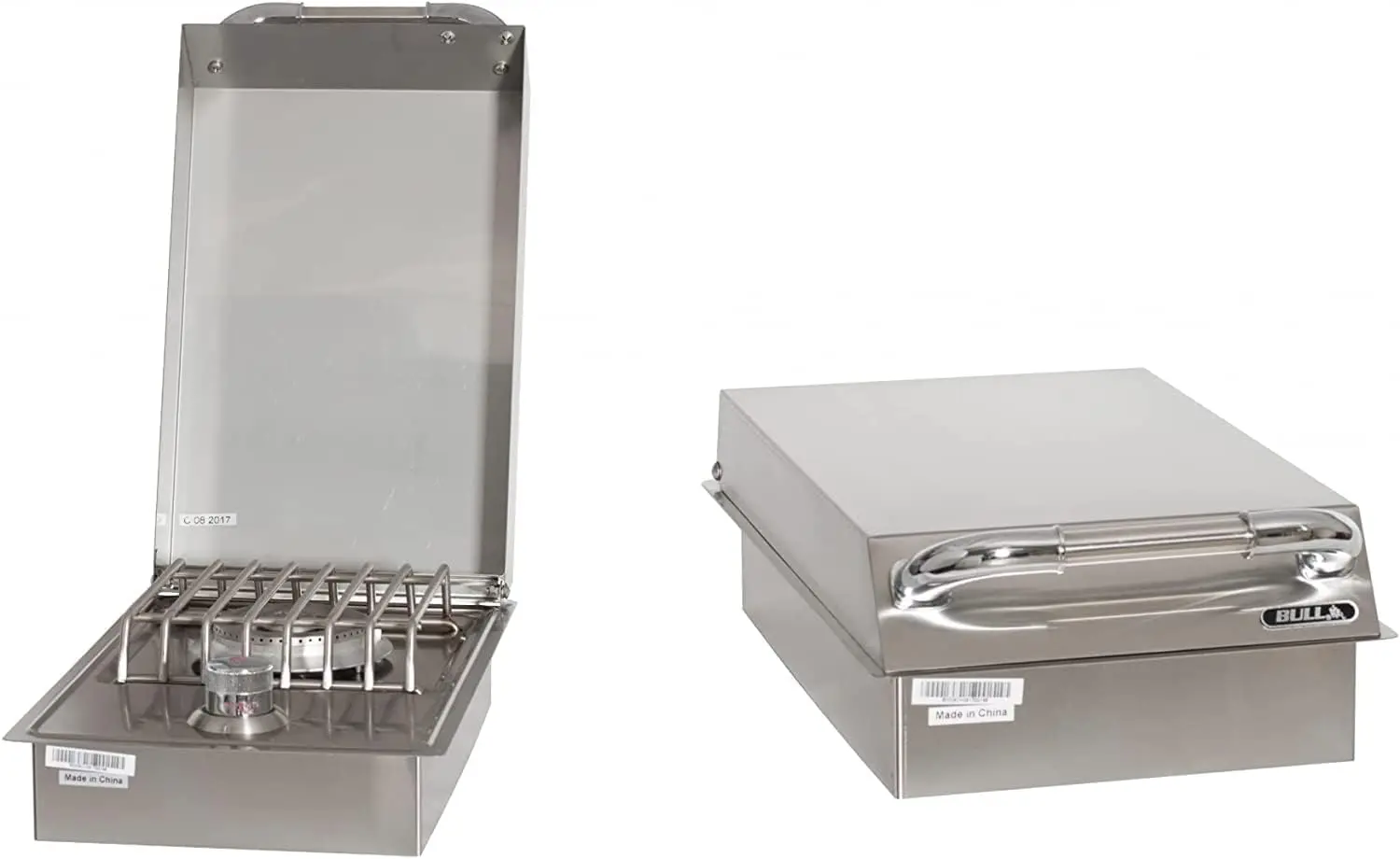 BBQ Grill with BULL single Side Burner 30" Double Doors Single Drawer Trash/Propane Drawer Refrigerator and FREE 5in1 BBQ Tool