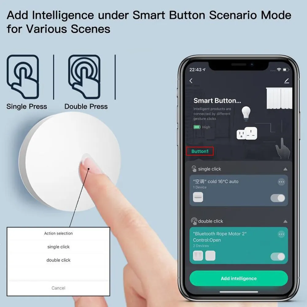 Smart Switch Wireless Switch Tuya ZigBee Button Scene Switch Intelligent Linkage Smart Switch Battery Powered Automation Work With Smart Life Zigbee Devices