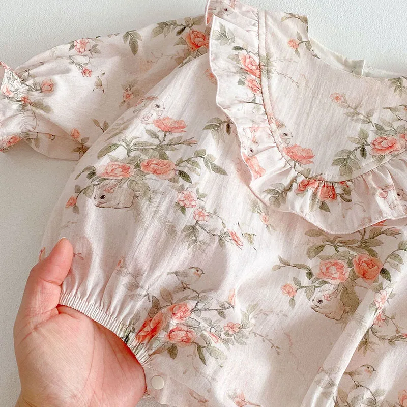 Cute Floral Baby Jumpsuit for Girls