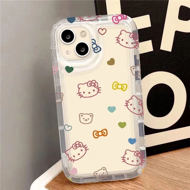 thumbnail image 1 of Sanrio Hello Kitty Pink Anime Transparent Phone Case For iPhone 15 14 13 12 11 Pro Max Xr XS 7 8 14 Plus Case Cute cartoon Cover, 1 of 4