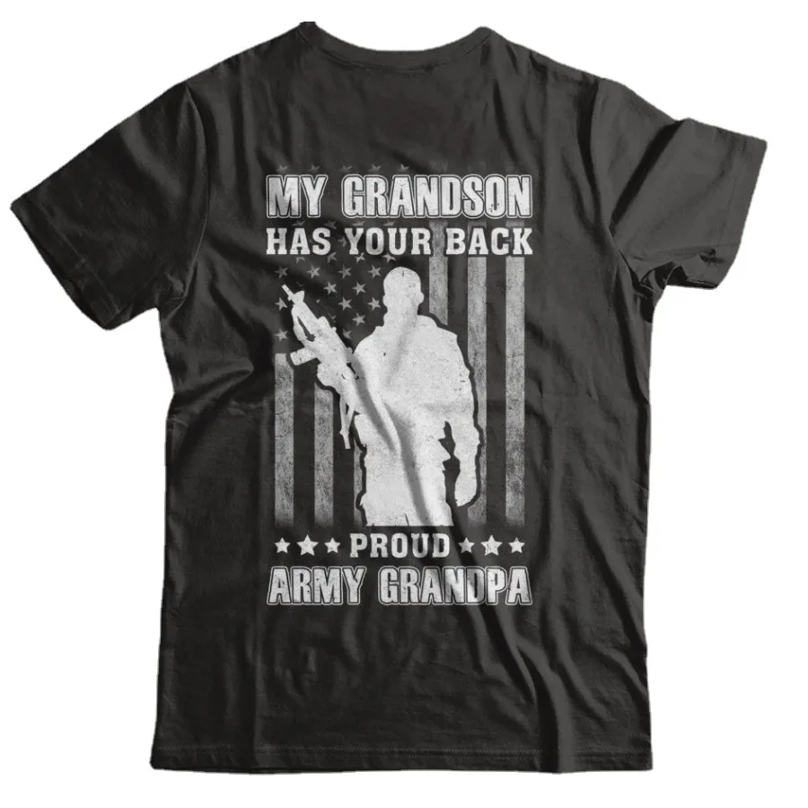 

Proud Army Grandpa T-Shirt Veteran Soldier Military Men's Summer Cotton Short Sleeve O-Neck T Shirt New S-3XL
