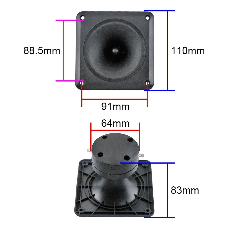 4 inch 110*110mm Square Horn Tweeter Stage Speaker Piezoelectric Ceramic High Power Speaker accessories 2.2k-27khz 2PCS tweeter treble audio speakers speaker repair parts