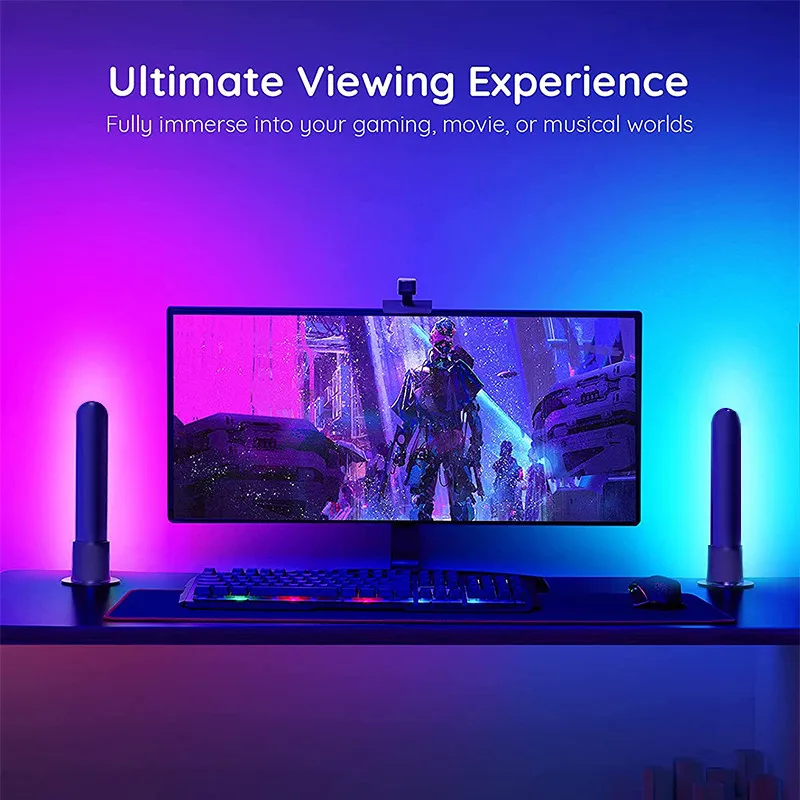 Lâmpada de Mesa Luz da Noite Bluetooth Controle Ritmo Música Atmosfera Luz Computador Captador Jogo tv Quarto Decoração Led App 2 Computers & Electronics