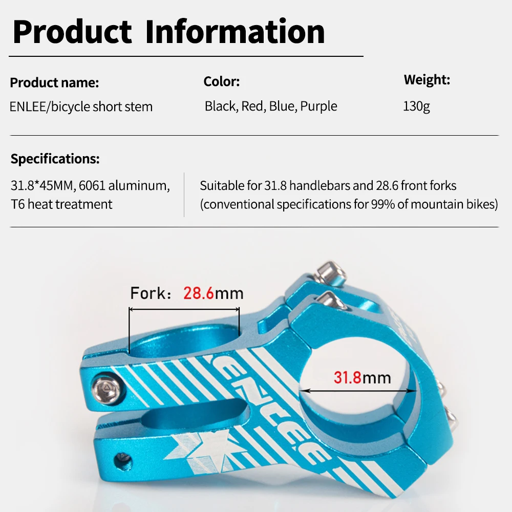 31.8x45mm High-strength Bicycle Stem Aluminum Alloy MTB Racing Downhill Bike / Road Bike