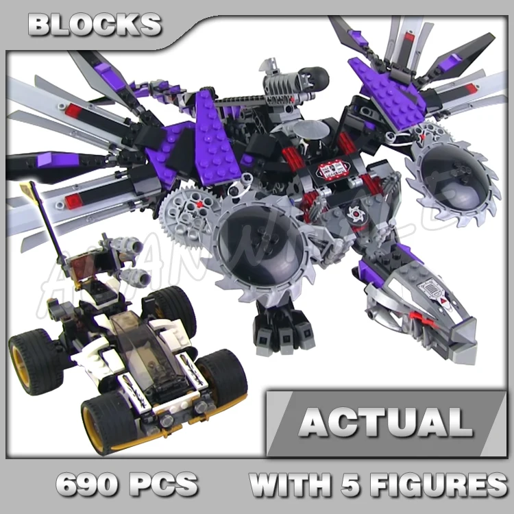 

690pcs Shinobi Nindroid Mech Dragon Spinning Wing Blades Gliders Nya Car 10224 Building Block Toys Compatible With Model