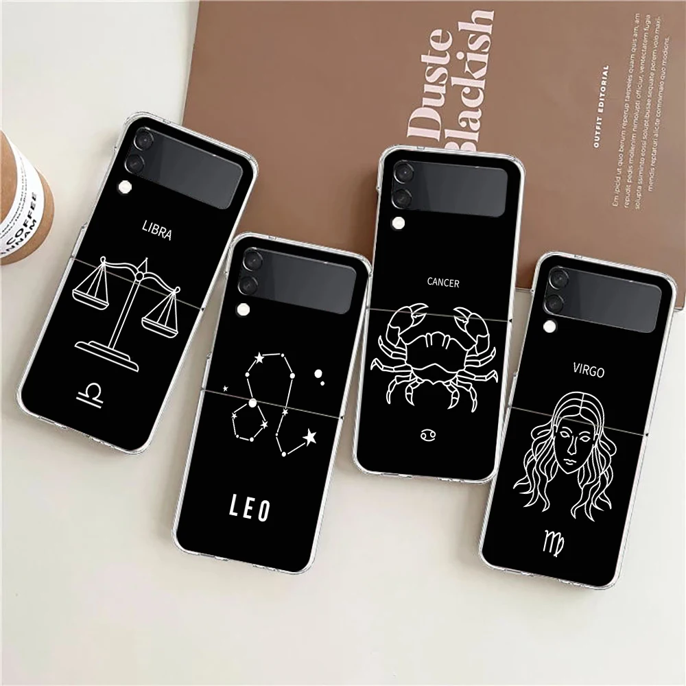 Zodiac-Inspired Clear Hard Folding Phone Case with PC Bumper