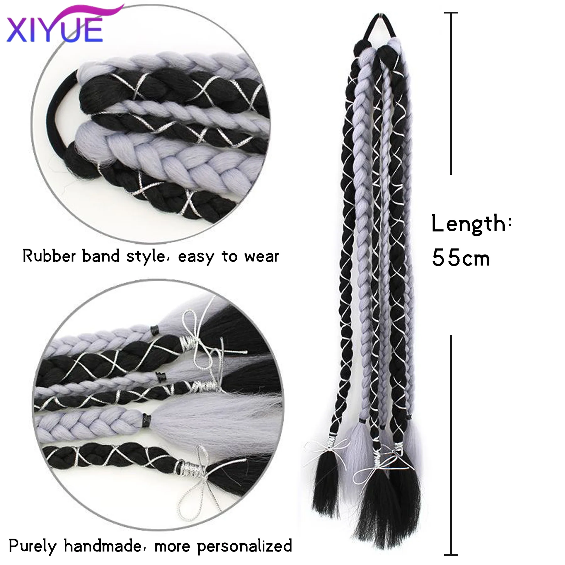 Fashion Cute Braid Head Rope Wig Playful Girls Handmade Fishbone Twist Braids High Ponytail Hair Accessories for Woman Daily Use