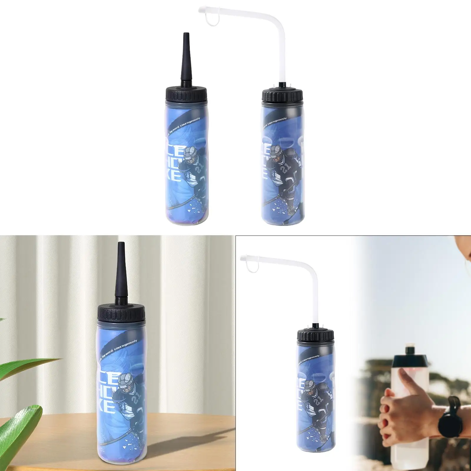 Sports Water Bottle 650 ml Fitness Bottle for Cycling Ice Hockey Soccer