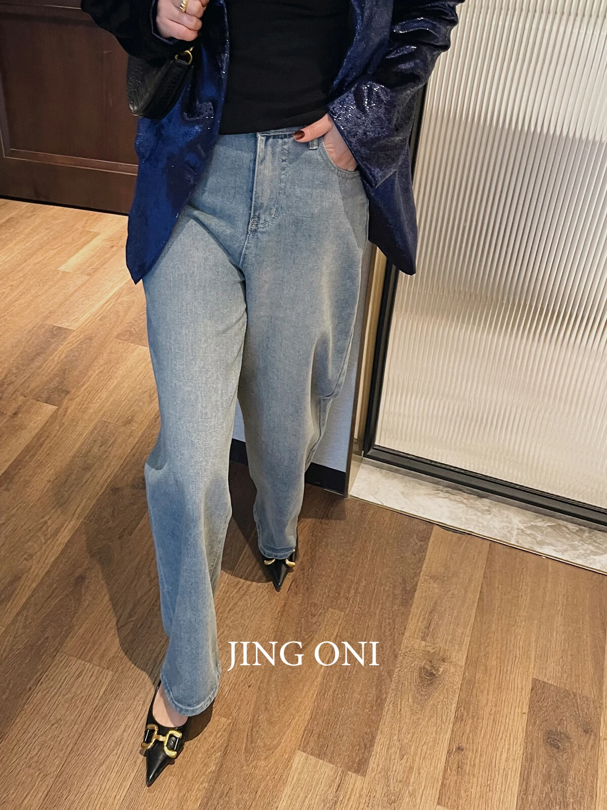 

Jeans Denim Spring Y2k 2024 Woman Clothing Korean Style Vintage Fashion Elegant High Waist Pants Youthful Trousers Wide Luxury