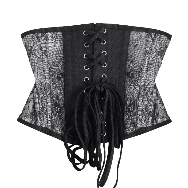 Waist Trainer Corset Top Plus Size Spiral Steel Boned Gothic Women Sexy Lace Mesh Body Shaper Underbust Bustier body shaper waist trainer waist corset