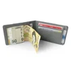 Hot Sale Fashion Solid Men's Thin Bifold Money Clip Leather Wallet with A Metal Clamp Female ID Credit Card Purse Cash Holder 4