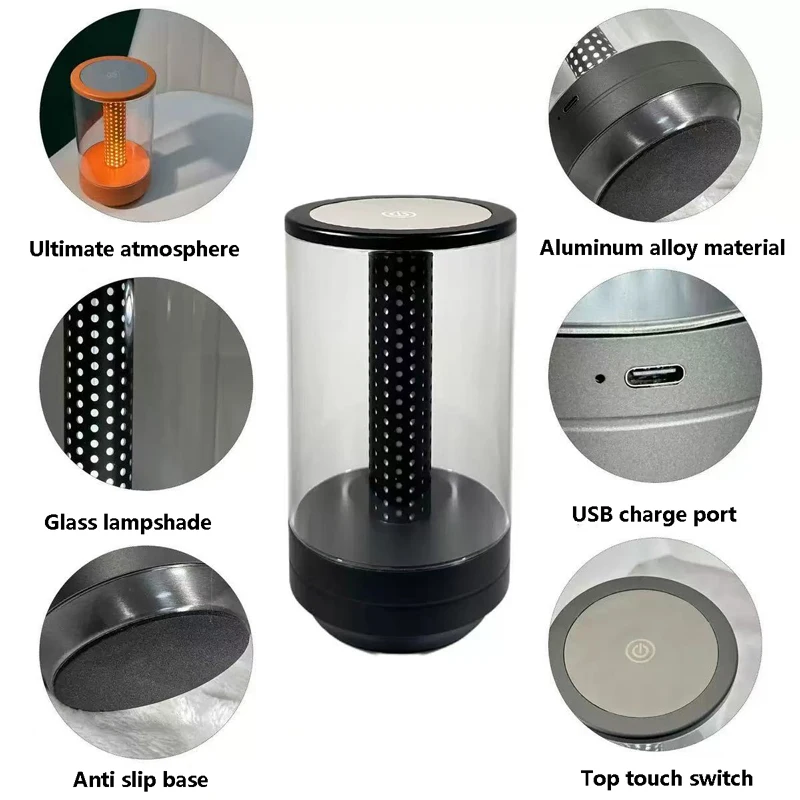 Desk Lamp Candlelight Atmosphere Charging Bedhead LED Portable Light Romantic Dining Table Outdoor Camping Candle Nightlight
