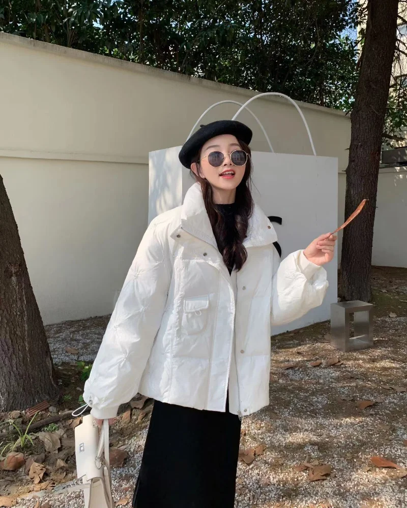 New Rhinestone Beaded Waist Cotton Clothes Women's Winter 2022 Mid-length Thickened Parka Women's Warm Jacket