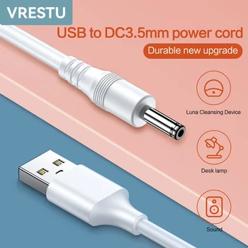 소형 스피커 PVC 충전 케이블 전원 공급 장치, USB to DC3.5 * 1.35mm, 원형 구멍, 5V 전원 코드, 3.5mm, 미니 스피커 USB 팬 램프용