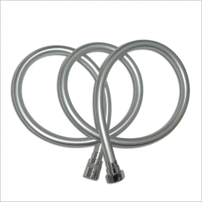 

1.5m Silver-grey PVC Hose Hand-held Tube Shower Tube Copper Cap 360° Rotating Shower Tube