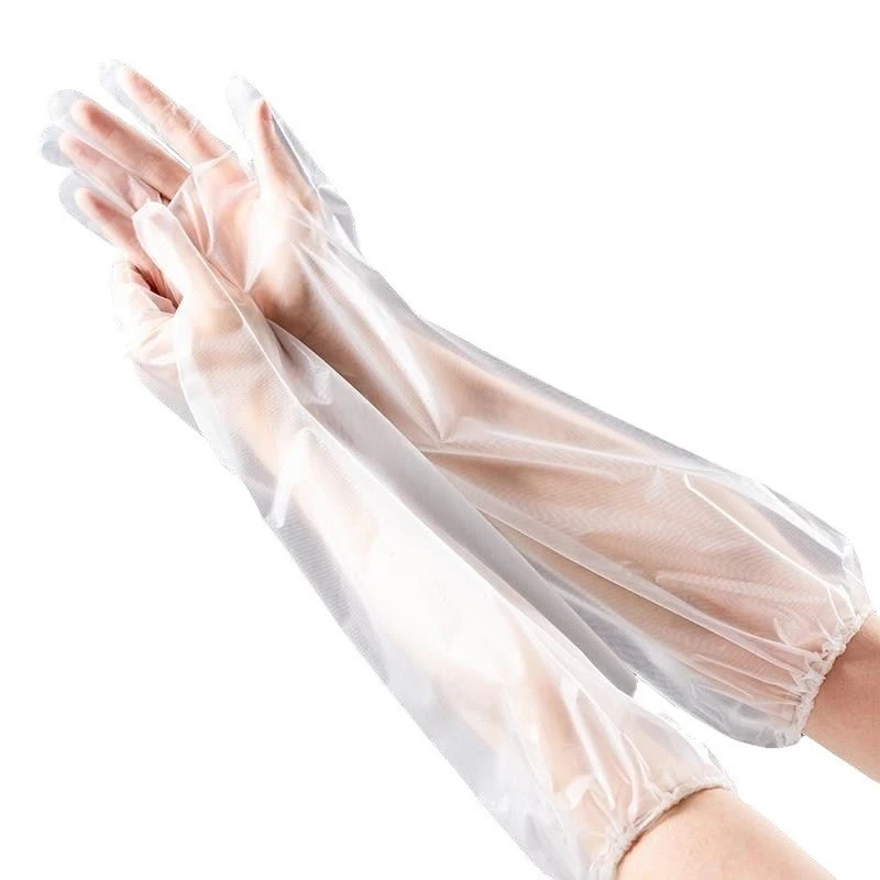 10Pcs/bag Food Grade Extended Disposable Plastic Long Arm Gloves With Elastic Cuffs Household Arm Protection Gloves For Kitchen