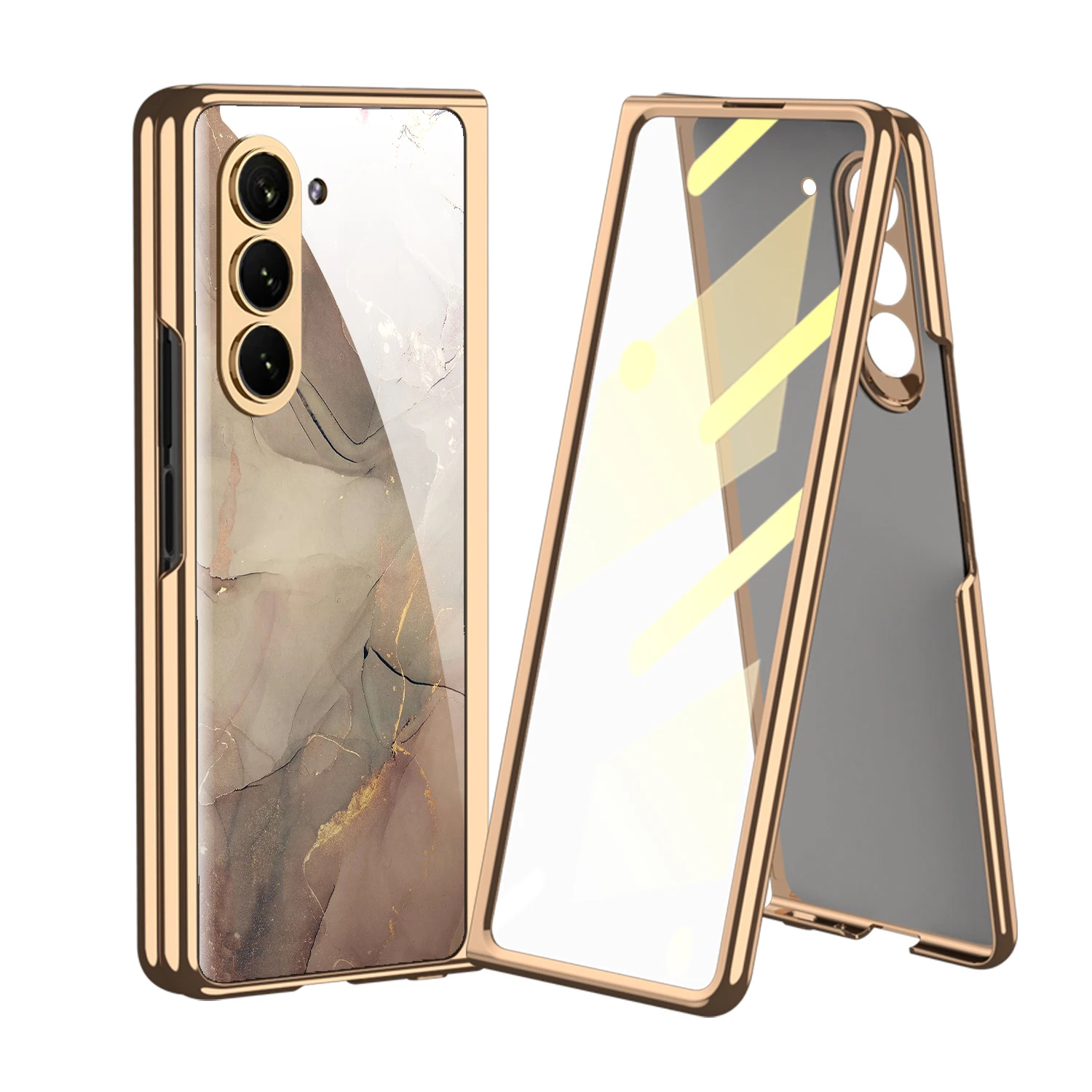 Luxury Plating Screen Glass Case For Samsung Galaxy Z Fold 6 5 Case Back Painted