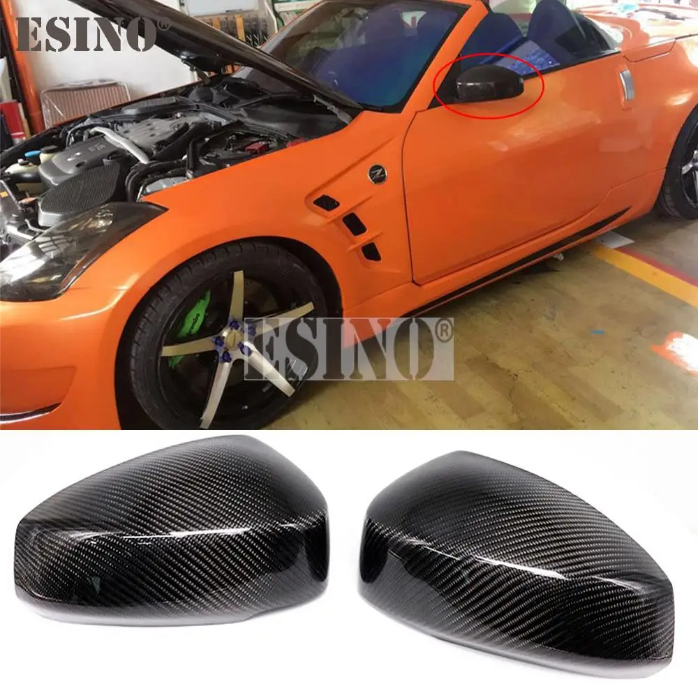 2xCarStylingRealCarbonFiberRearViewSideMirrorAdhesiveCovers