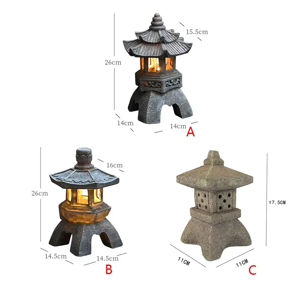 Creative Resin Solar Lamp Palace Lanterns Tower Statue Courtyard Zen Decoration Ornaments Solar Powered Pagoda Lantern solar lanterns resin statue resin handicraft ornaments garden statue resin ornament resin ornaments garden decoration pagoda lantern