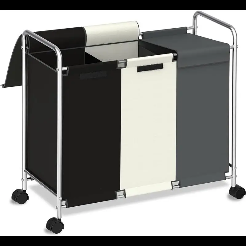 

Clothes Strorage,Laundry Hamper Sorter,Laundry Basket,150L,Large,3 Section, with Wheels,Lids,Laundry,Bedroom,Bathroom