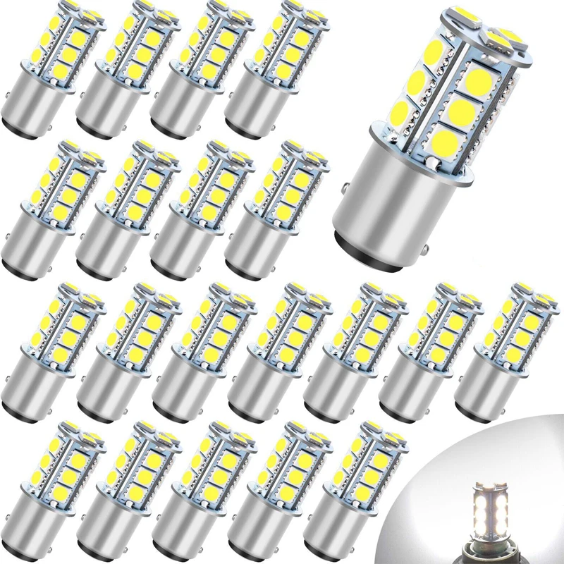 

5PCS Car Automotive LED Brake Turn Signal Light BAY15D 1157 1156 5050 18 Lights Auto White 12V LED Bulbs Motorcycle Lights