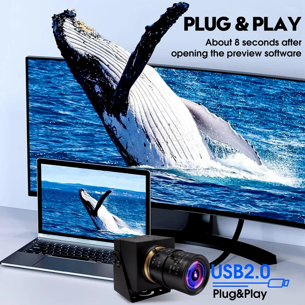ELP 4K 30fps HDMI USB Camera H.265/H.264 4X Optical Zoom USB PC Webcam with 2.8-12mm Manual Varifocus Lens for Live Streaming