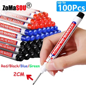 1-100 pezzi 2 cm pennarelli a testa lunga impermeabili pennarello per fori profondi per falegname in metallo inchiostro rosso/nero/blu/verde strumenti per la lavorazione del legno
