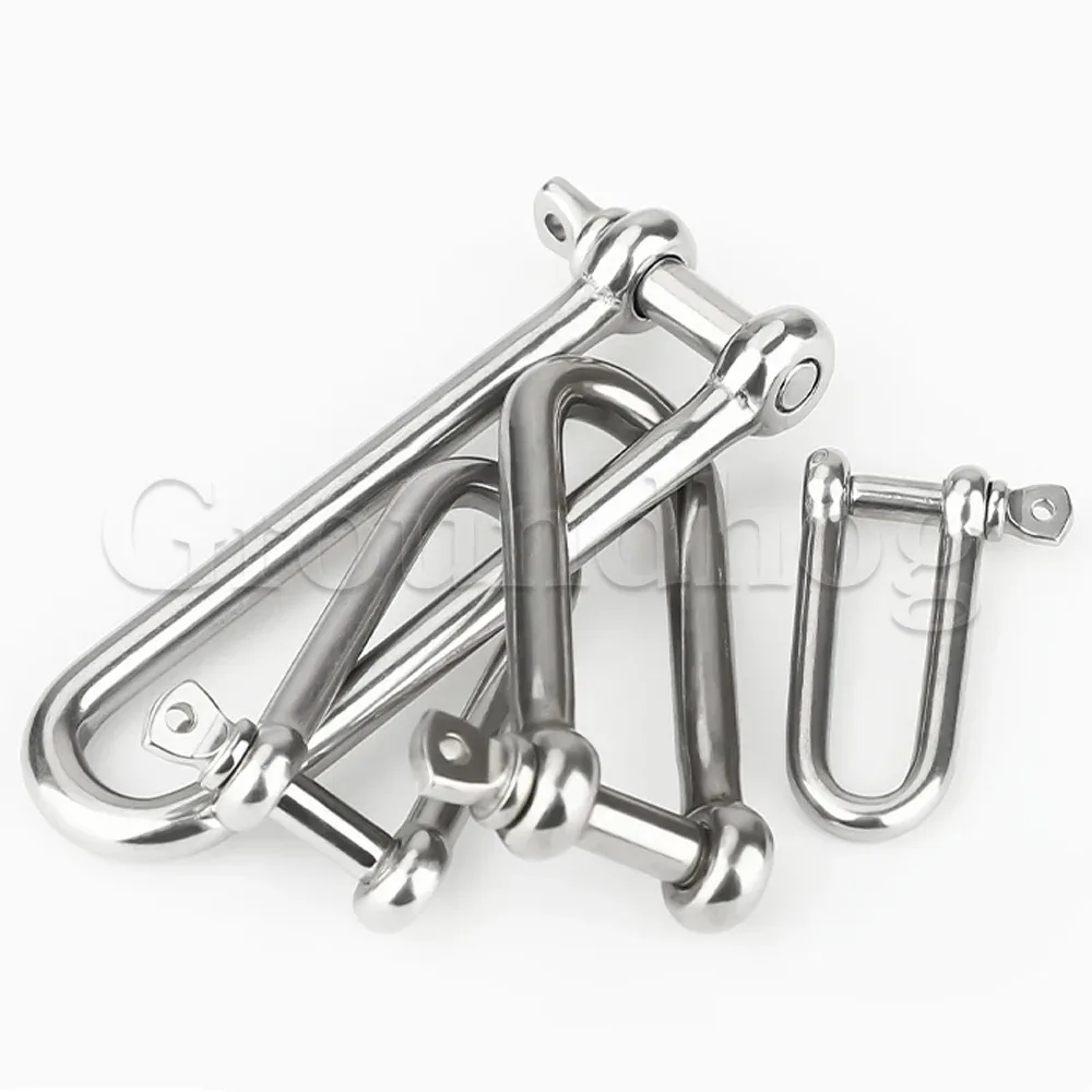 Load Clamp 304 Stainless Steel Long D Shackle Load Clamp M4-M16 for Chains Wirerope Lifting Paracord Outdoor Camping Survival Rope