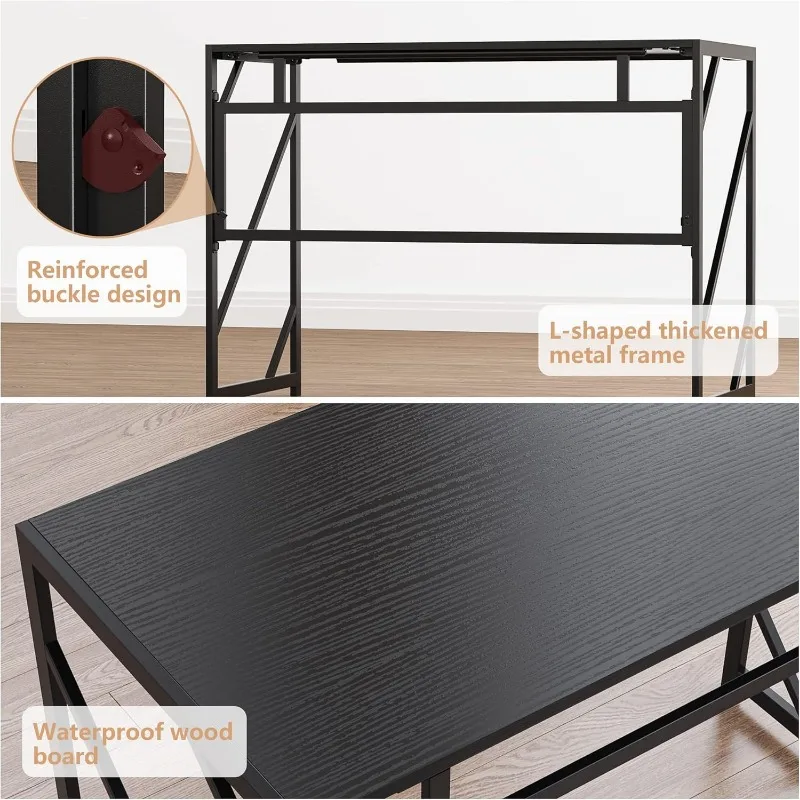 Folding Desk Writing Computer Desk for Home Office, No-Assembly Study Office Desk Foldable Table 5