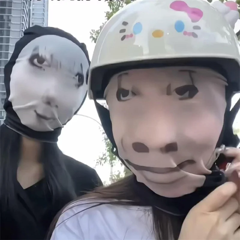 3D Printed Funny Meme Mask Elastic Mesh Full Face Mask Unisex Cosplay Headwear Party Simulation Balaclava Hat Headgear